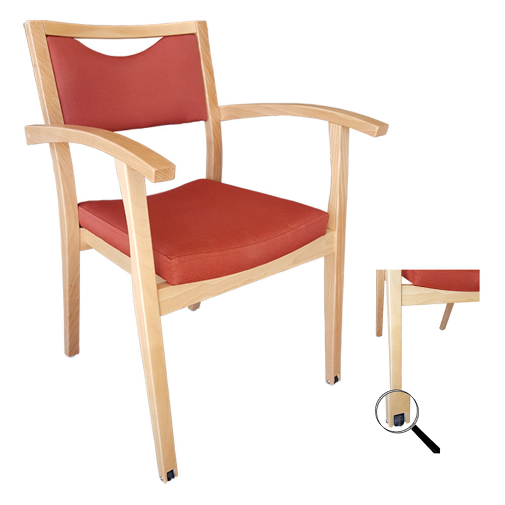 Seniorenstuhl KATRIN-L mit Armlehnen, Rollen vorne, verdoppelte Sitzpo –  die Möbelmanufaktur