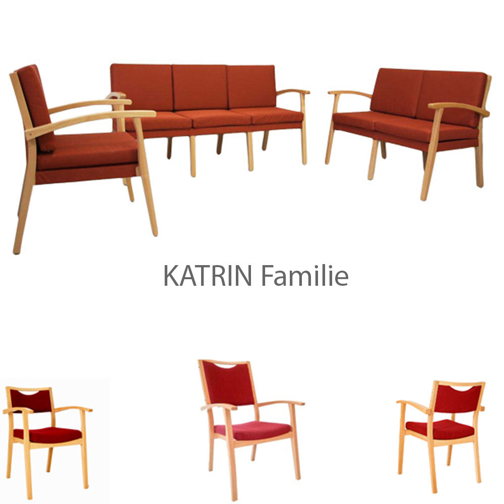 Seniorenstuhl KATRIN-L mit Armlehnen, verdoppelte Sitzpolsterung, Buche massiv